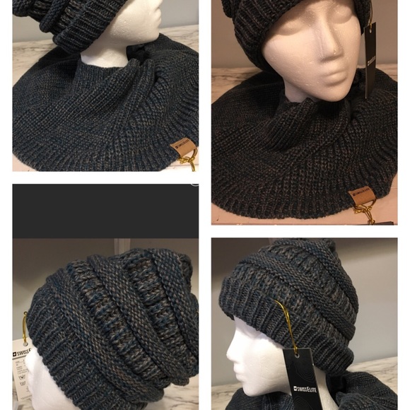 Swiss Elite cable knit beanie and infinity scarf - Picture 6 of 6